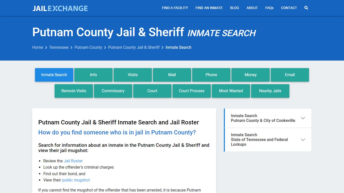 Inmate Search: Roster & Mugshots - Putnam County Jail & Sheriff, TN